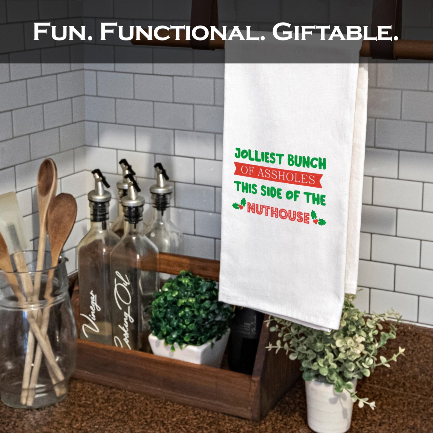 Jolliest Bunch of A**holes in This Side of The Nuthouse Kitchen Towel Funny Kitchen Towel 18x24 Inch
