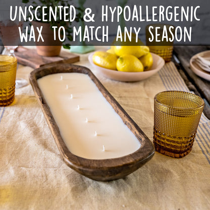 Wooden Dough Bowl Candle 20-inch Length