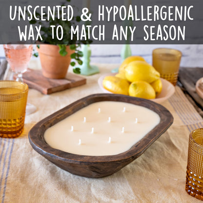 Wooden Dough Bowl Candle 10x14 Inch