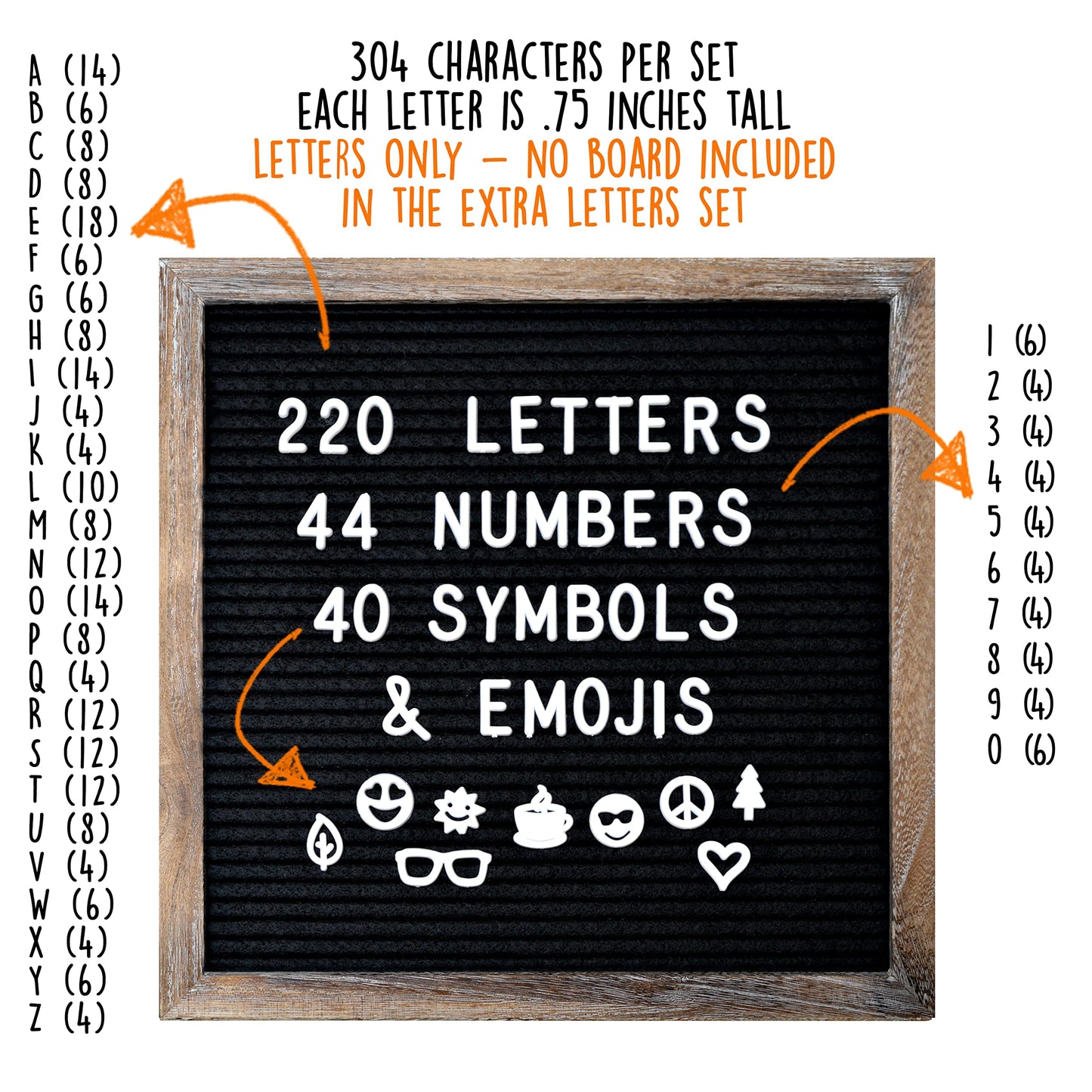 Letterboards Extra Letters, numbers, symbols. NO BOARD INCLUDED