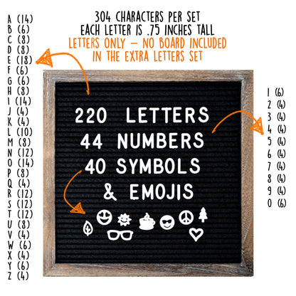 Letterboards Extra Letters, numbers, symbols. NO BOARD INCLUDED