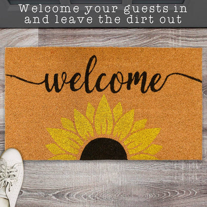 Welcome Sunflowers Doormat 30x17 Inch