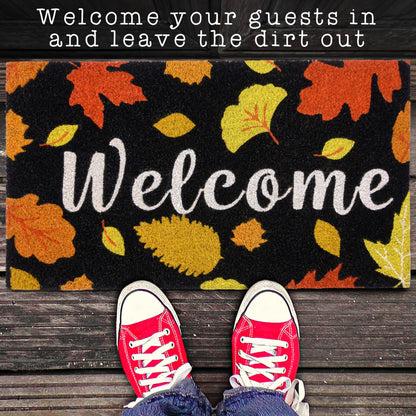 Welcome Leaves Fall Door Mat 30x17 Inch