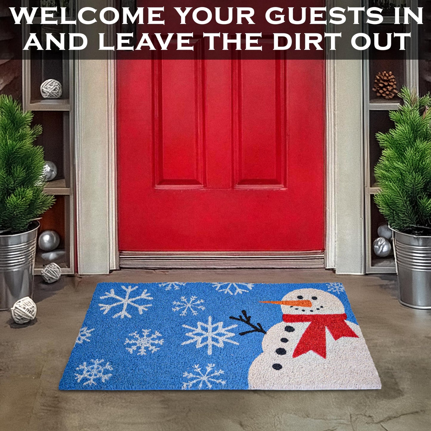 Snowy Snowman Door Mat Outdoor 30x17 Inch