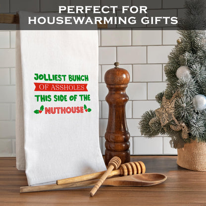 Jolliest Bunch of A**holes in This Side of The Nuthouse Kitchen Towel Funny Kitchen Towel 18x24 Inch