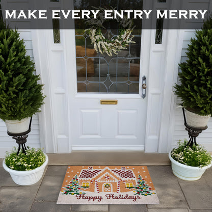 Gingerbread House Christmas Door Mat 30x17 Inch
