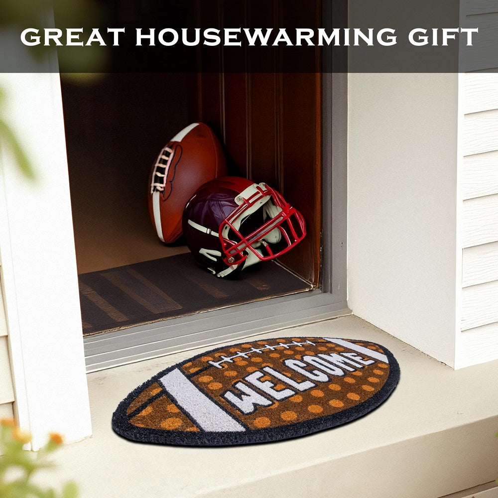 Fall Football-shaped Welcome Door Mat 30x17"