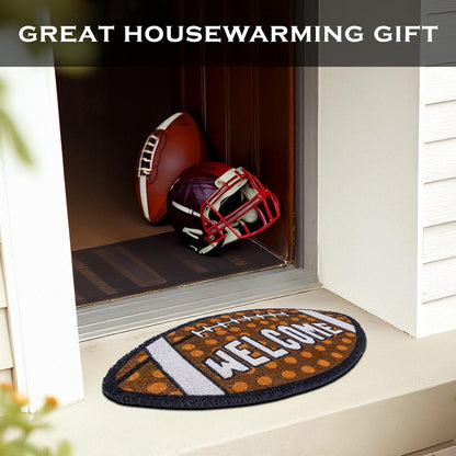 Fall Football-shaped Welcome Door Mat 30x17"