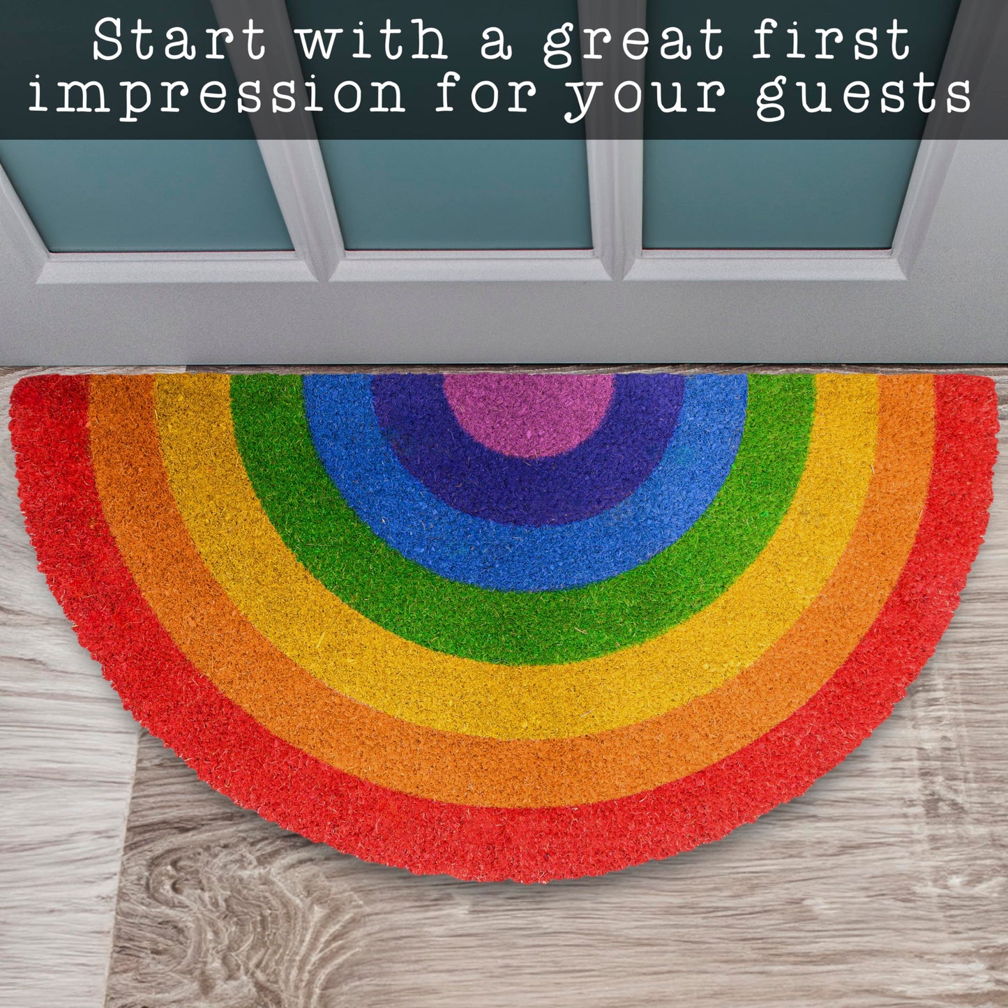 Rainbow Halfmoon Summer Spring Doormat 30"x17"