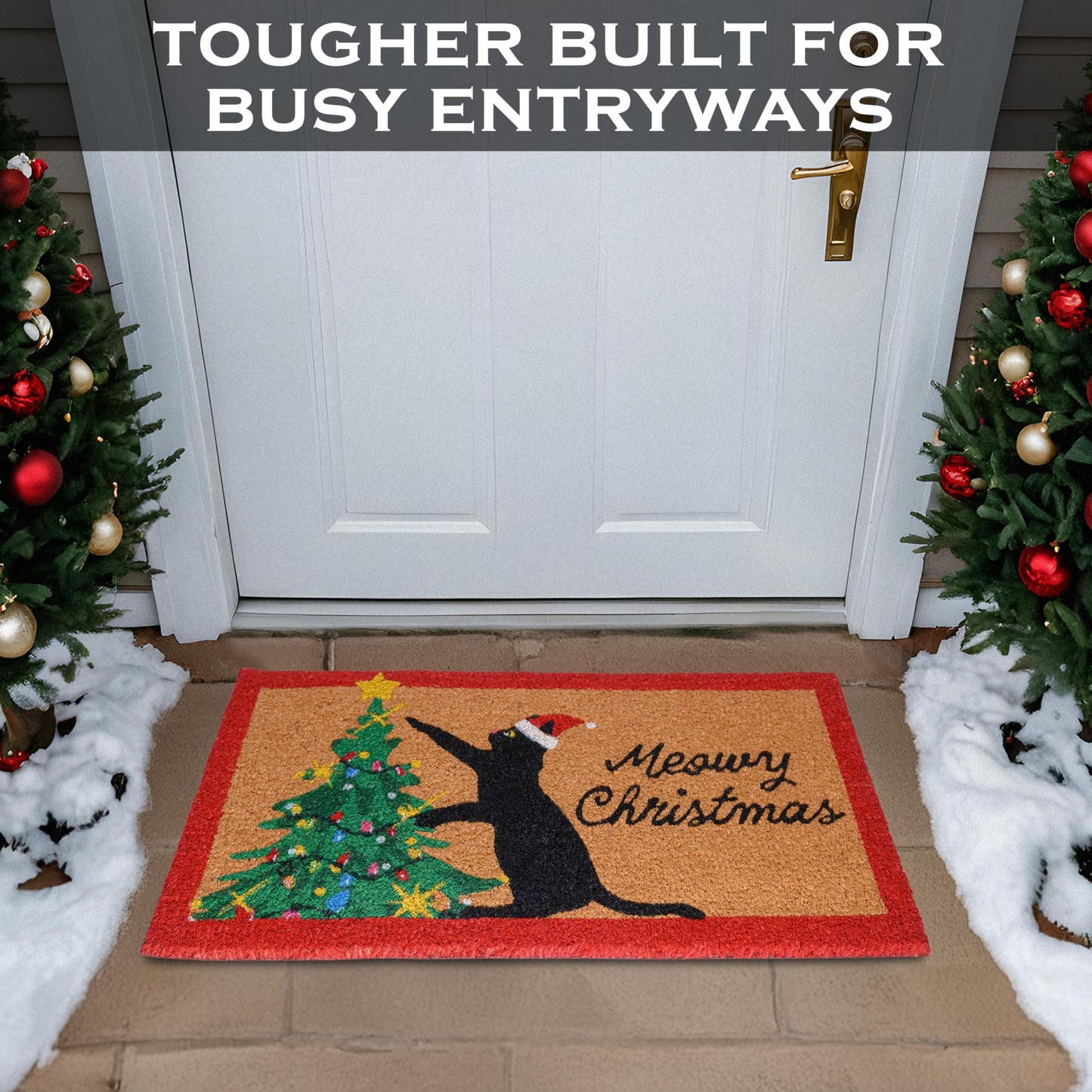 Meowy Christmas Doormat 30x17 Inch