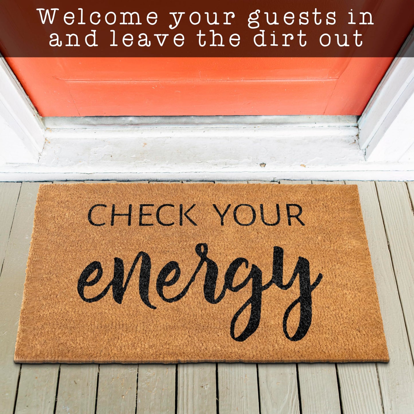 Coir Mat Check Your Energy 30"x17"