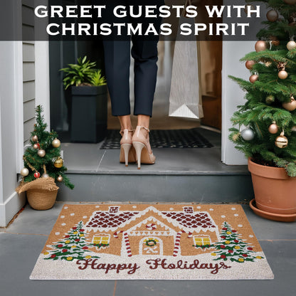 Gingerbread House Christmas Door Mat 30x17 Inch