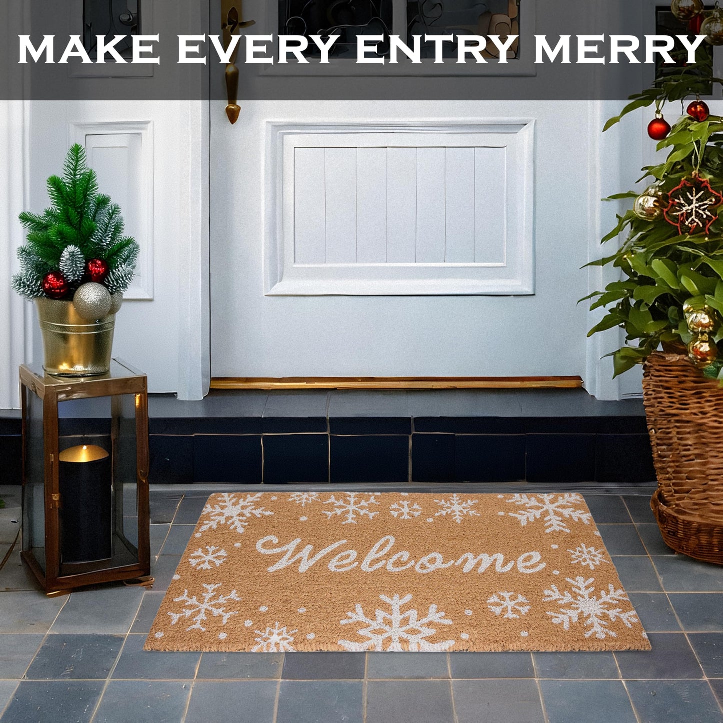 Snowflake Coir Doormat 30x17 Inch