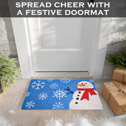 Snowy Snowman Door Mat Outdoor 30x17 Inch