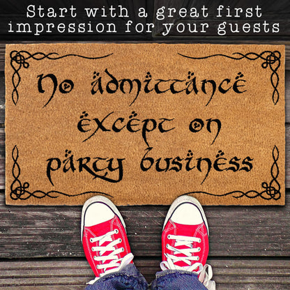 No Admittance Except On Party Business Coir Door Mat Outdoor 30x17 Inch