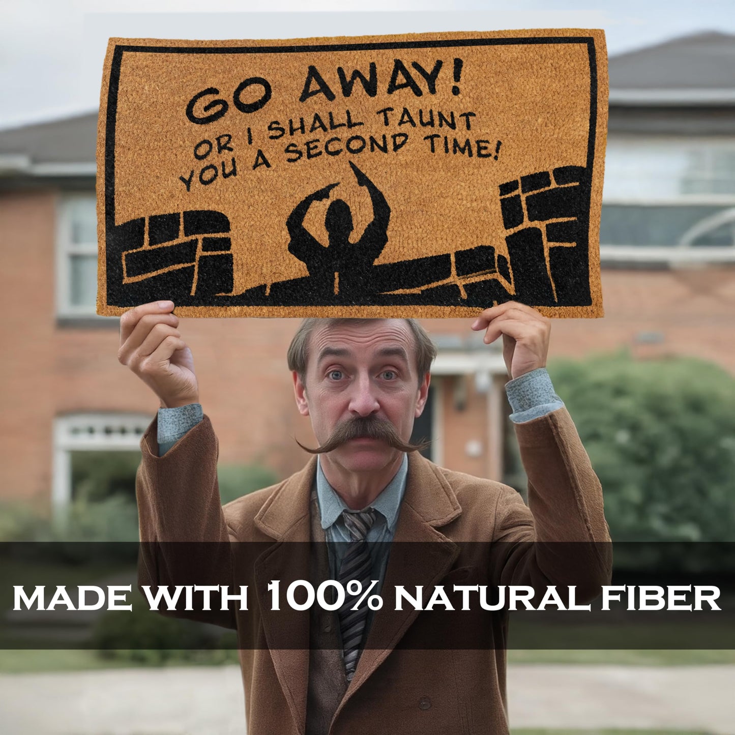 Go Away or I Shall Taunt You Coir Door Mat Outdoor 30x17 Inch