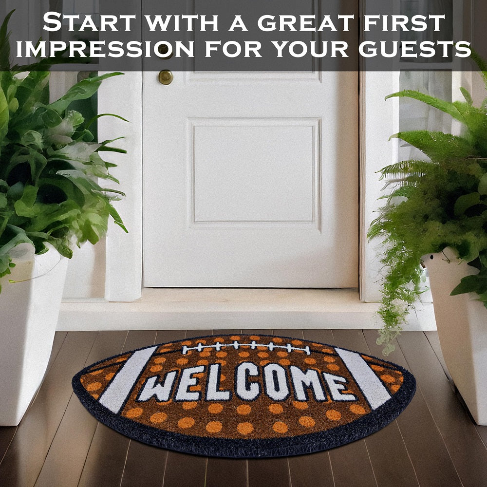 Fall Football-shaped Welcome Door Mat 30x17"