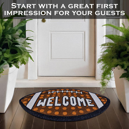 Fall Football-shaped Welcome Door Mat 30x17"