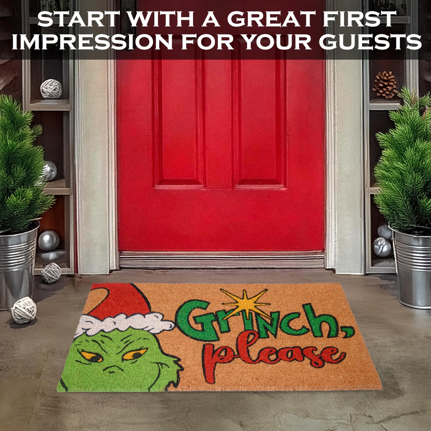 Grinch Please Door Mat Outdoor 30x17 Inch