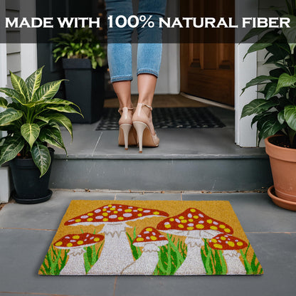 Mushroom Spring Summer Coir Welcome Doormat 30x17 Inch