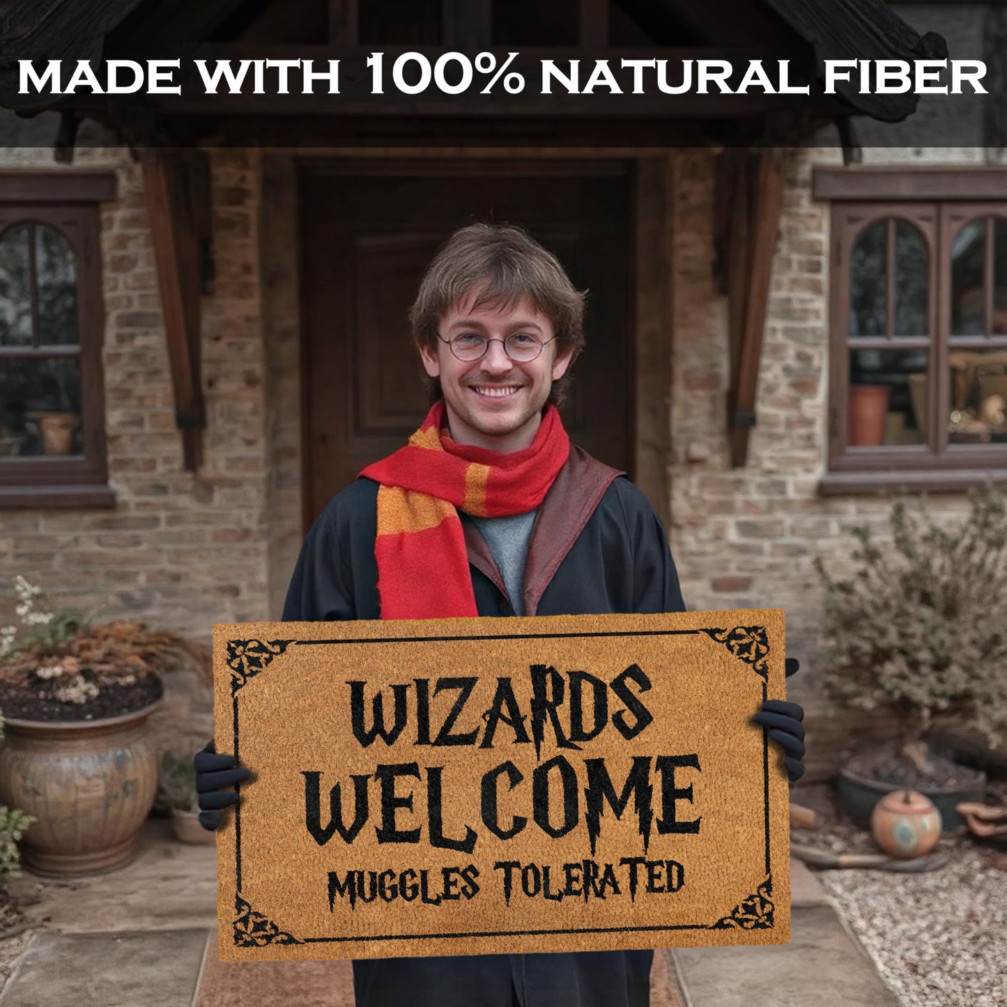 Wizards Welcome Tolerated Potter Door Mat Outdoor Coir 30x17 Inch