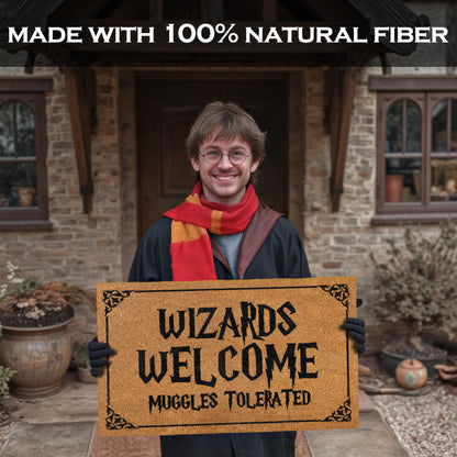 Wizards Welcome Tolerated Potter Door Mat Outdoor Coir 30x17 Inch
