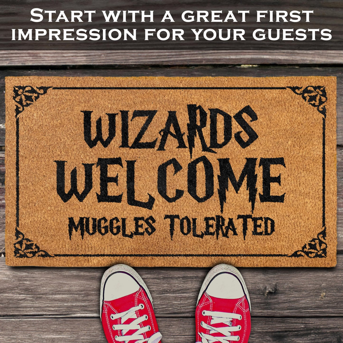 Wizards Welcome Tolerated Potter Door Mat Outdoor Coir 30x17 Inch