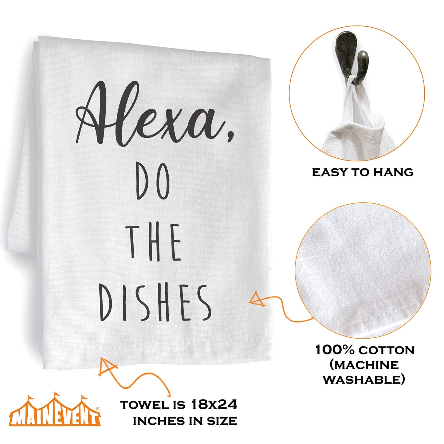 Alexa Do the Dishes Towel 18x24 Inch, Funny Saying Kitchen Towel