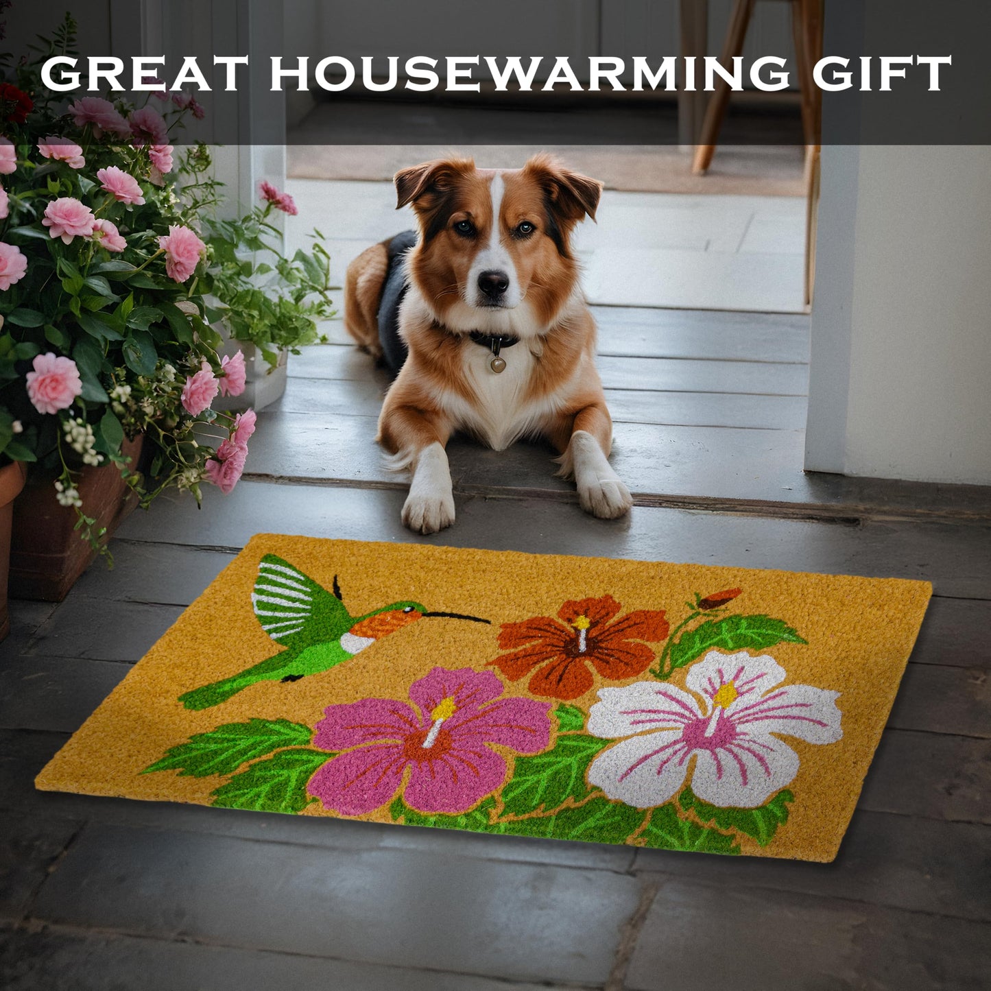 Hummingbird Coir Door Mat 30x17 Inch