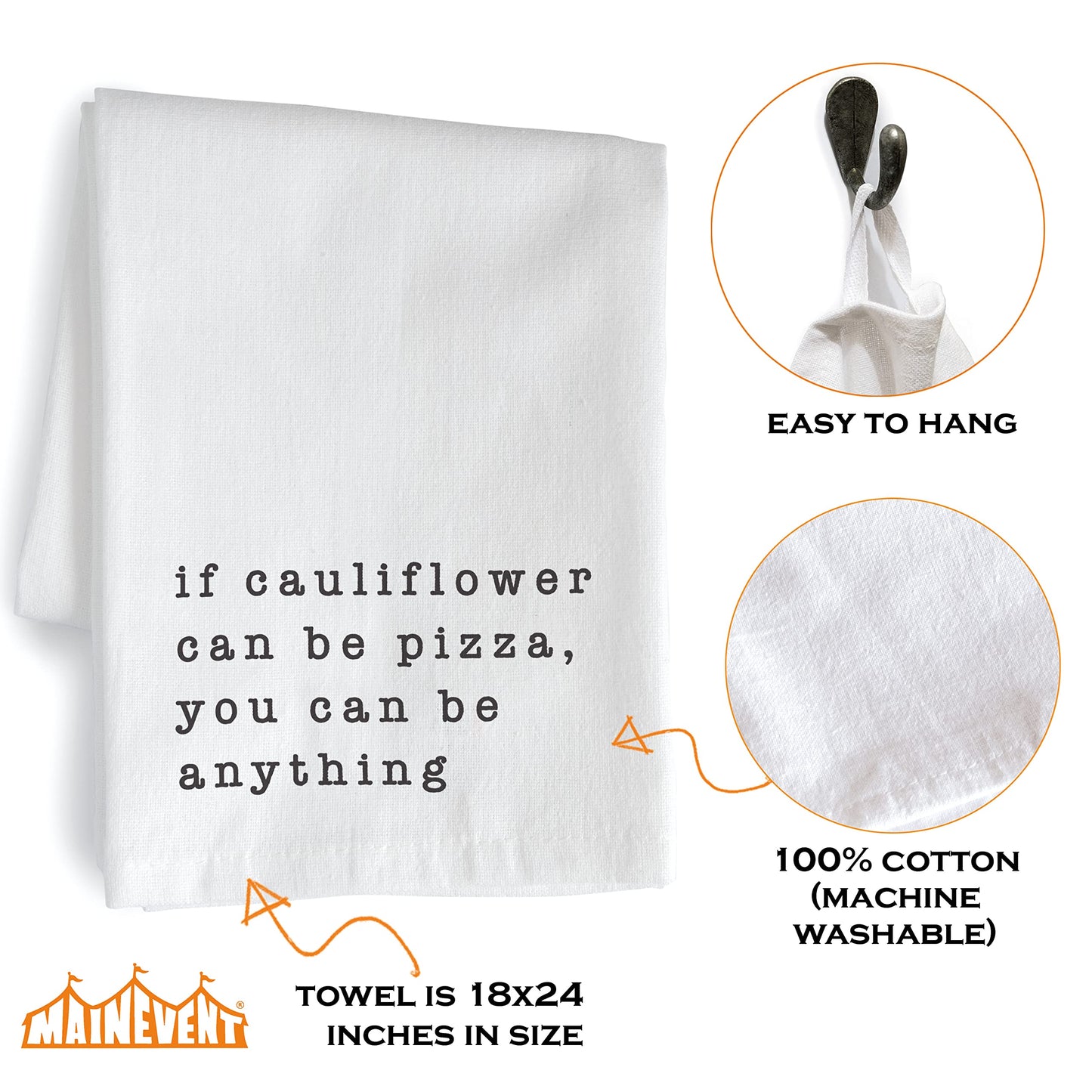 18x24" Funny Kitchen Towels with Saying, Cotton Tea Towels