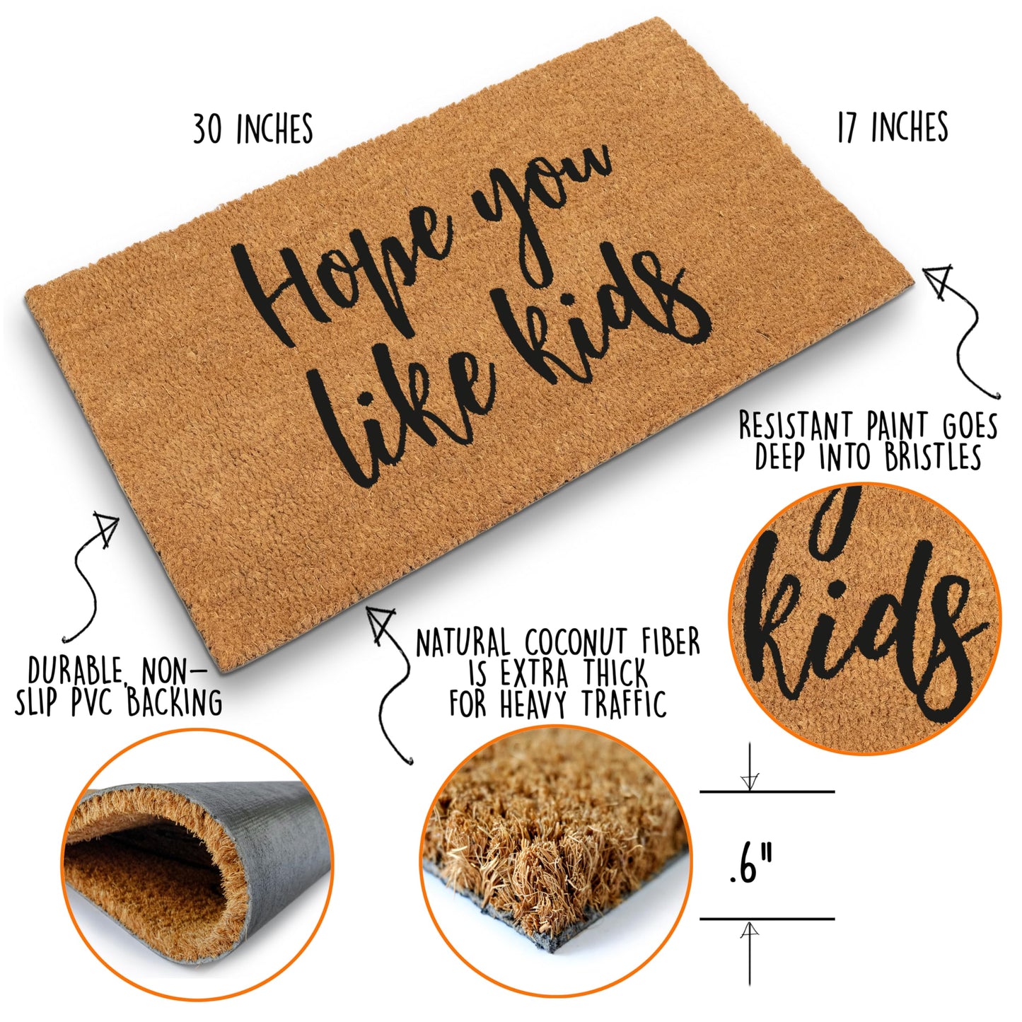 Outdoor Coir Mat Hope You Like Kids 30x17 Inch