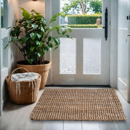 Jute Doormat 30x17 Inch, Braided Doormat, Jute Outdoor Mat, Natural Jute Rug