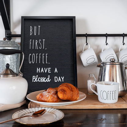 12x17 Black Frame Letterboard with White Skinny Font