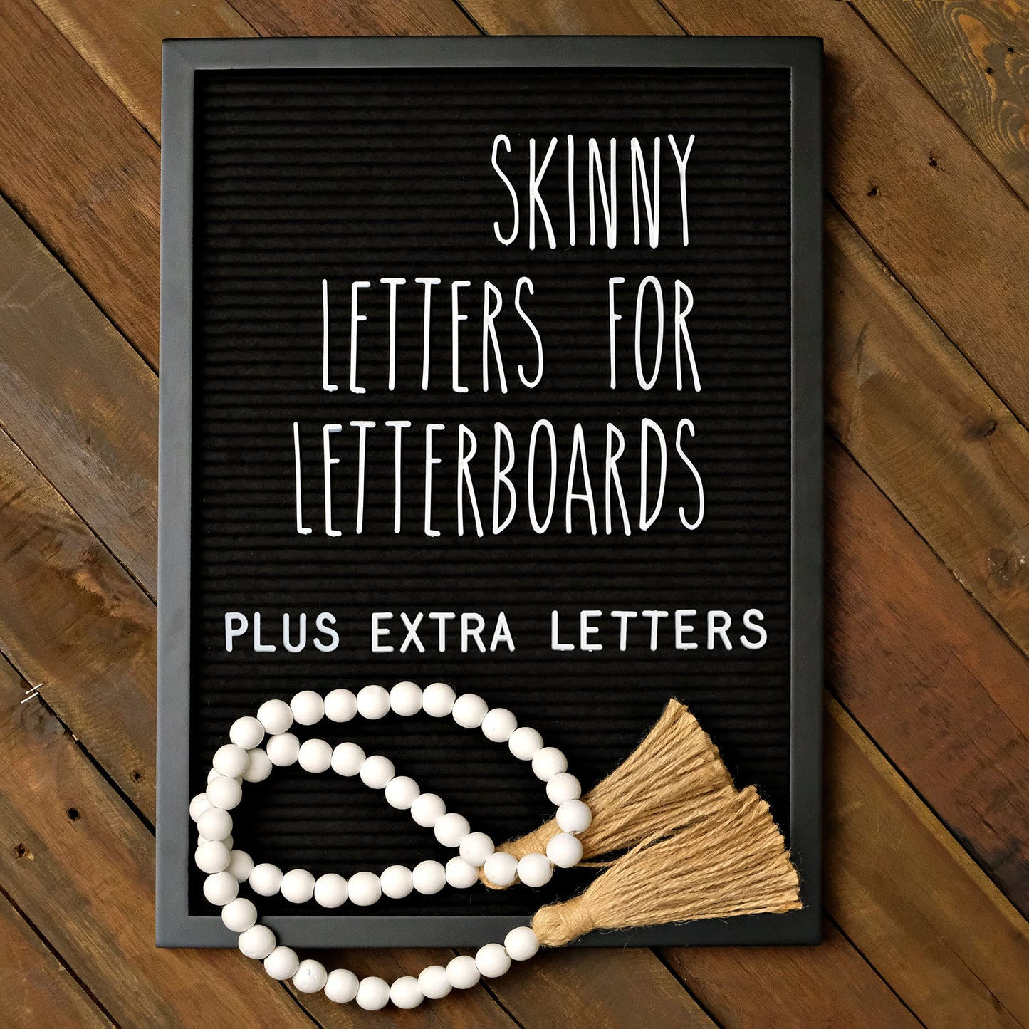 12x17 Black Frame Letterboard with White Skinny Font