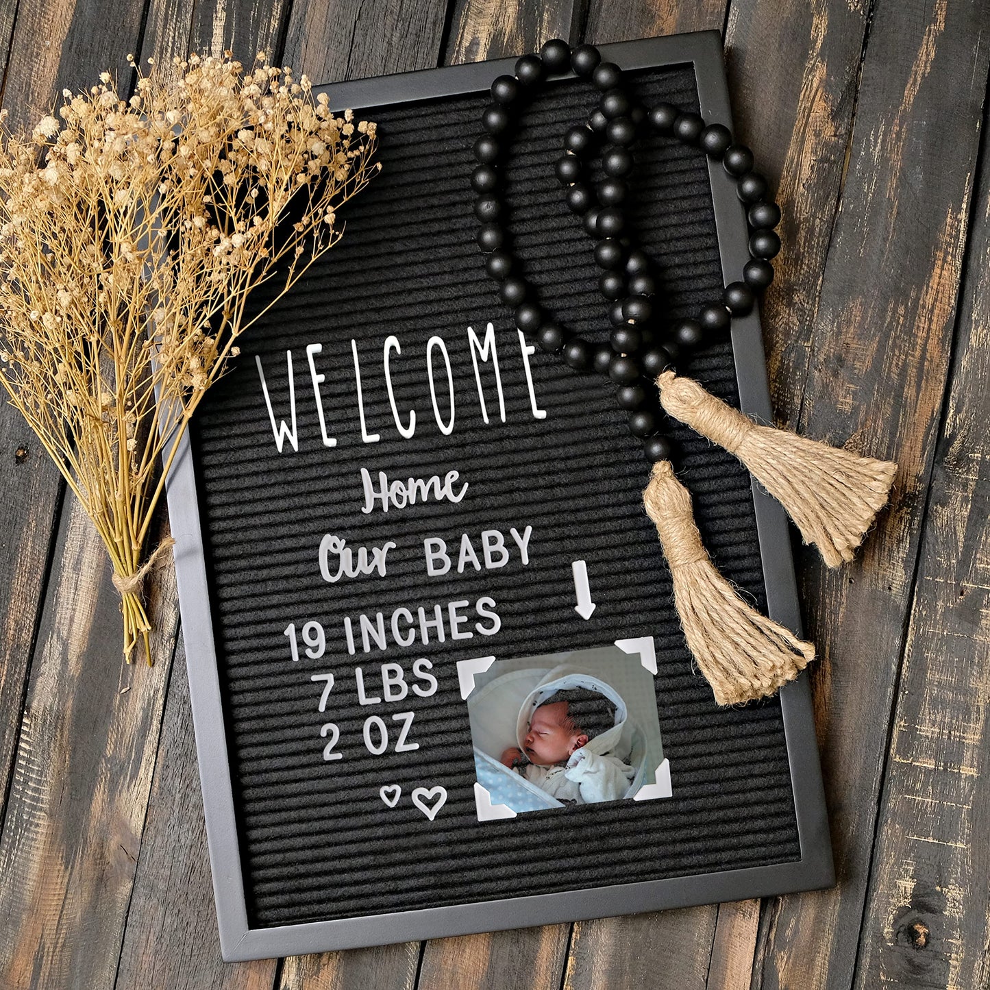12x17 Black Frame Letterboard with White Skinny Font