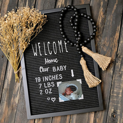 12x17 Black Frame Letterboard with White Skinny Font