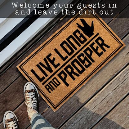 Live Long and Prosper Coir Door Mat Outdoor 30x17 Inch Startrek Decor