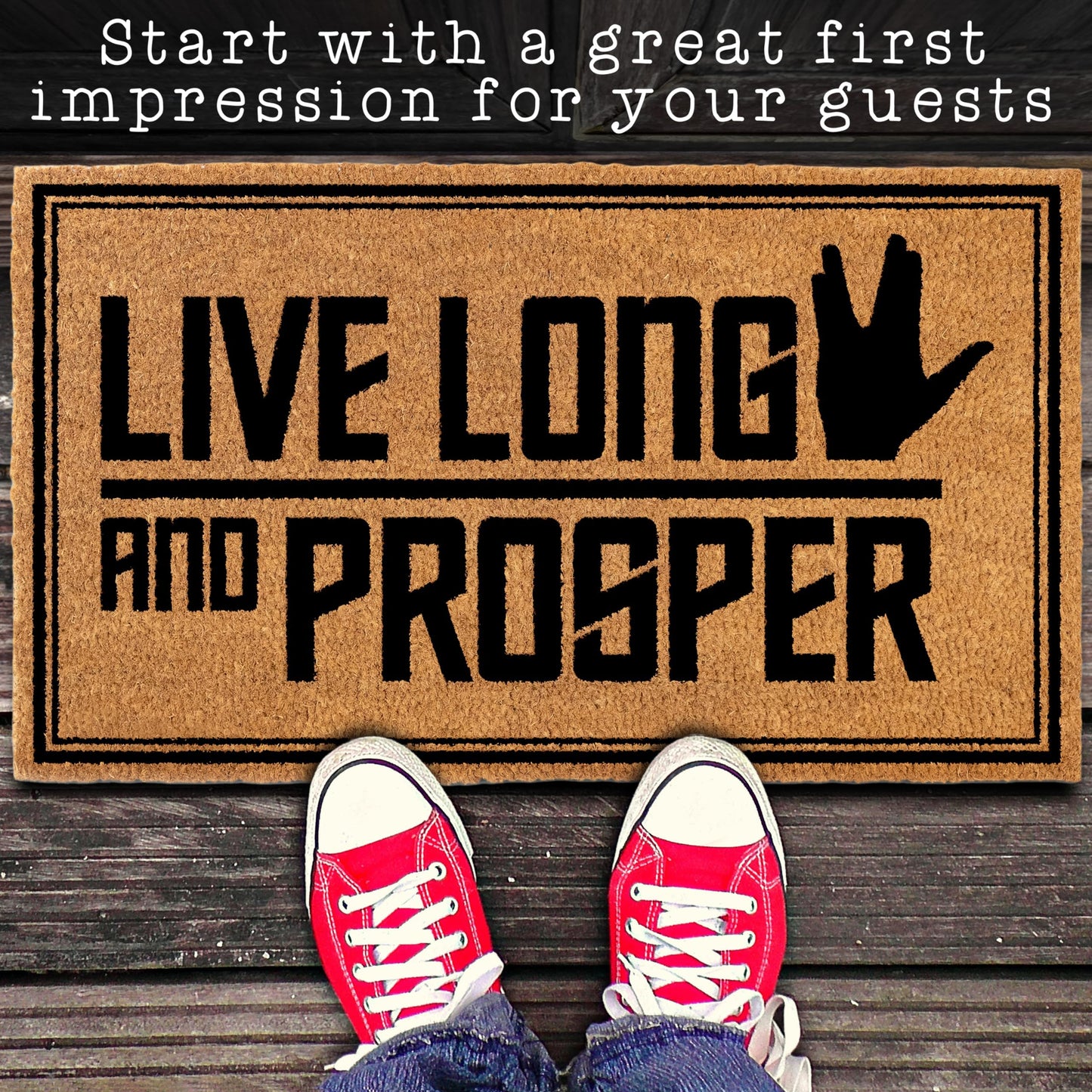 Live Long and Prosper Coir Door Mat Outdoor 30x17 Inch Startrek Decor