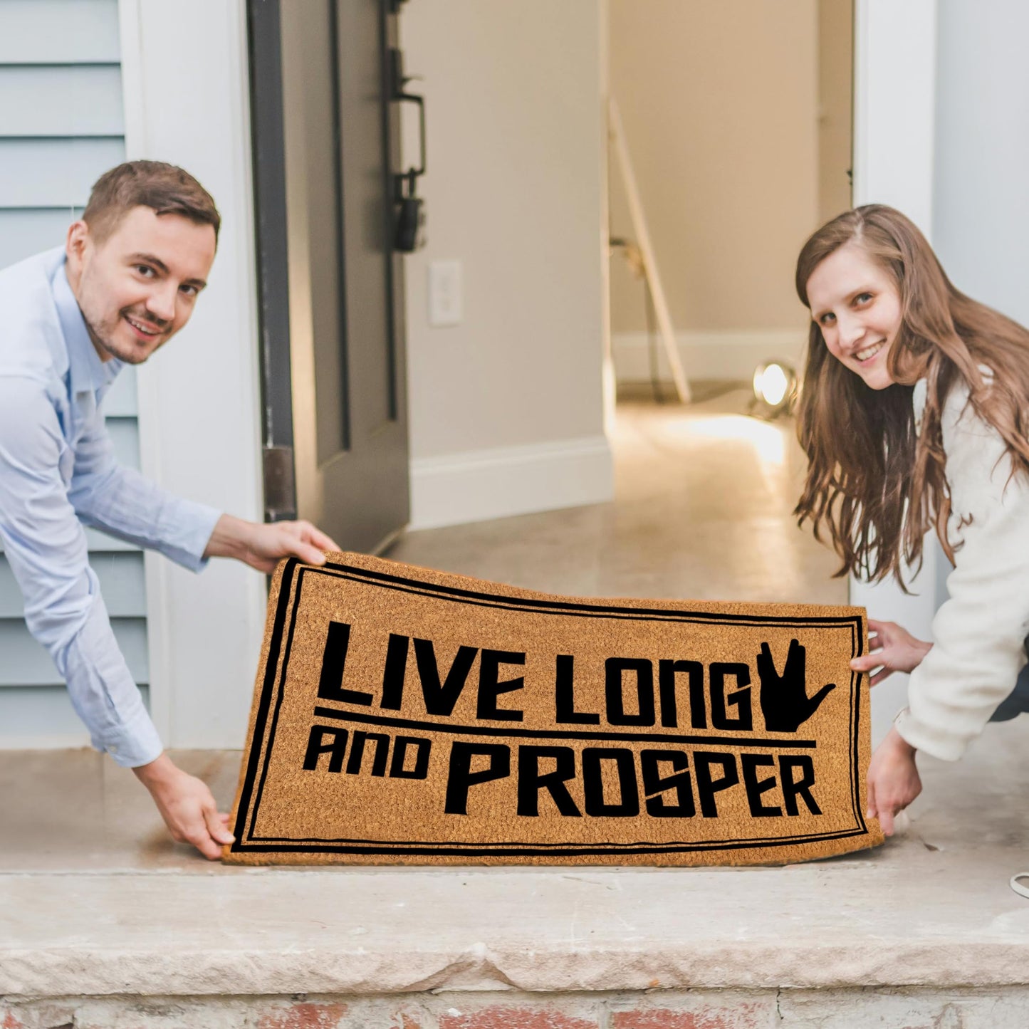 Live Long and Prosper Coir Door Mat Outdoor 30x17 Inch Startrek Decor