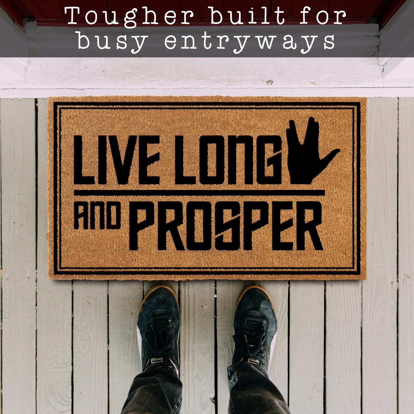 Live Long and Prosper Coir Door Mat Outdoor 30x17 Inch Startrek Decor