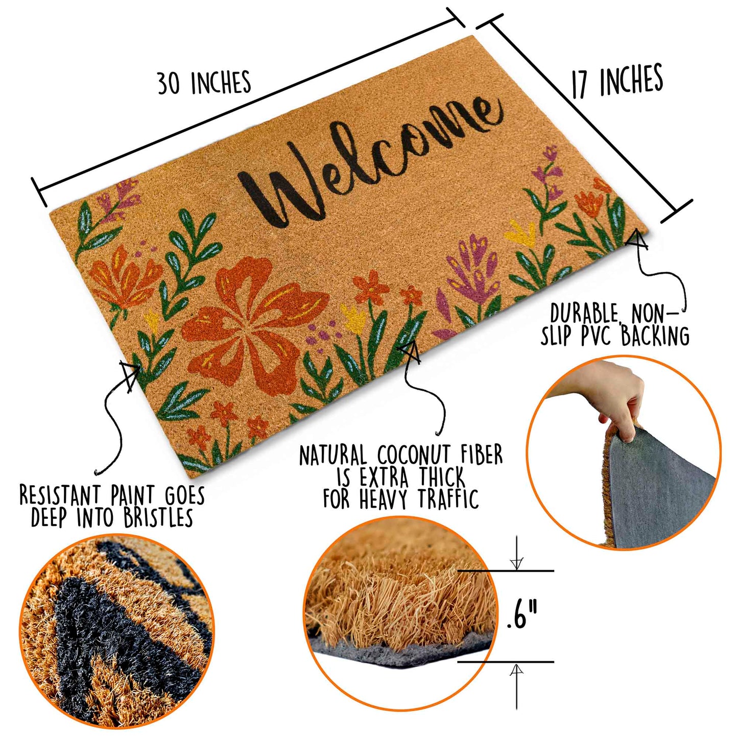 Flowers Doormat 30x17 Inch
