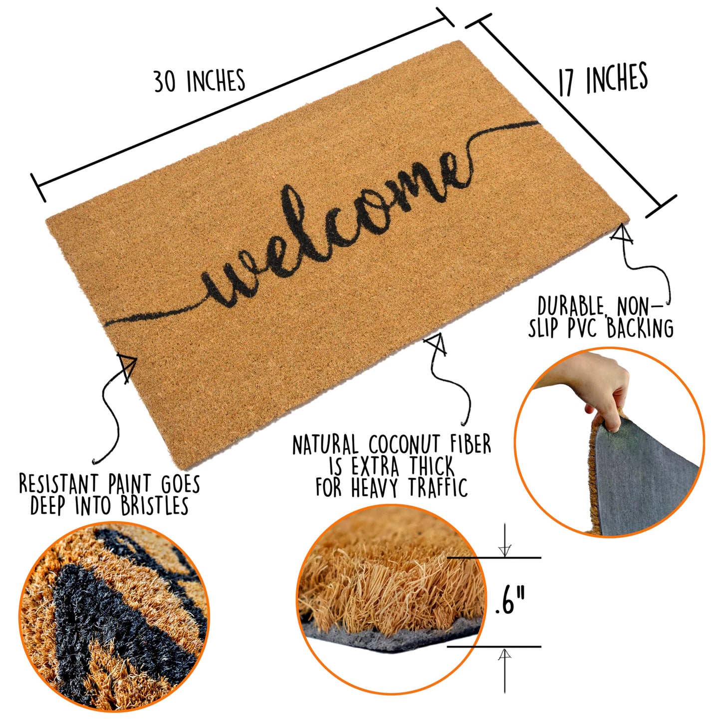 "Welcome" Variety Coir Doormats Outdoor