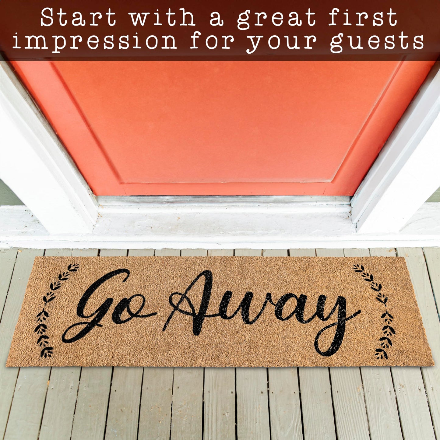 Go Away, and Leave Laugh Leave Funny Coir Door Mats Outdoor
