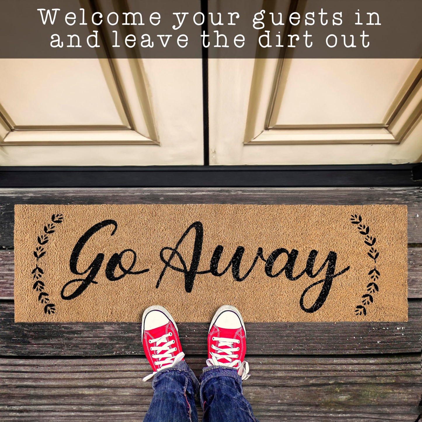 Go Away, and Leave Laugh Leave Funny Coir Door Mats Outdoor