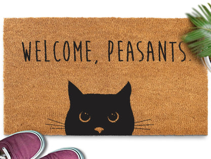Welcome Peasants Cat Doormat 30x17" or 50x15" Outdoor Mats