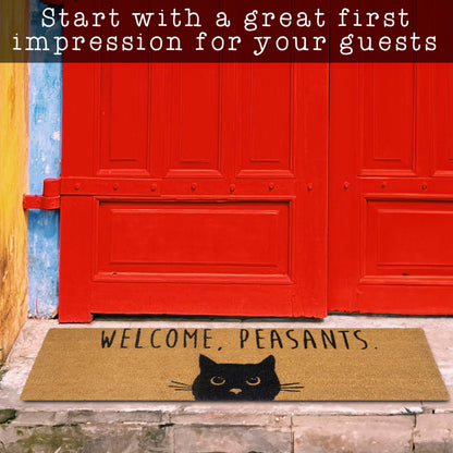 Welcome Peasants Cat Doormat 30x17" or 50x15" Outdoor Mats