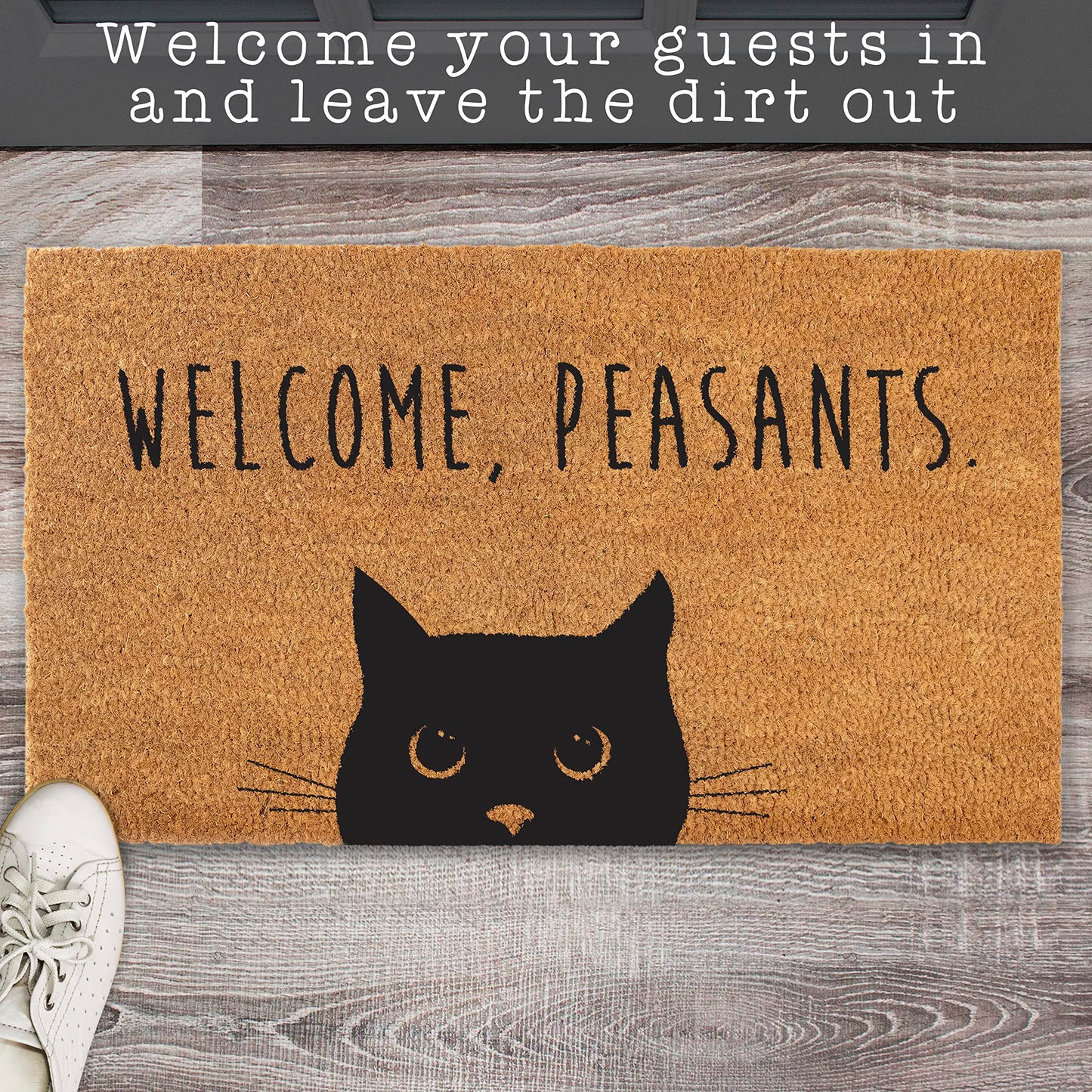 Welcome Peasants Cat Doormat 30x17" or 50x15" Outdoor Mats