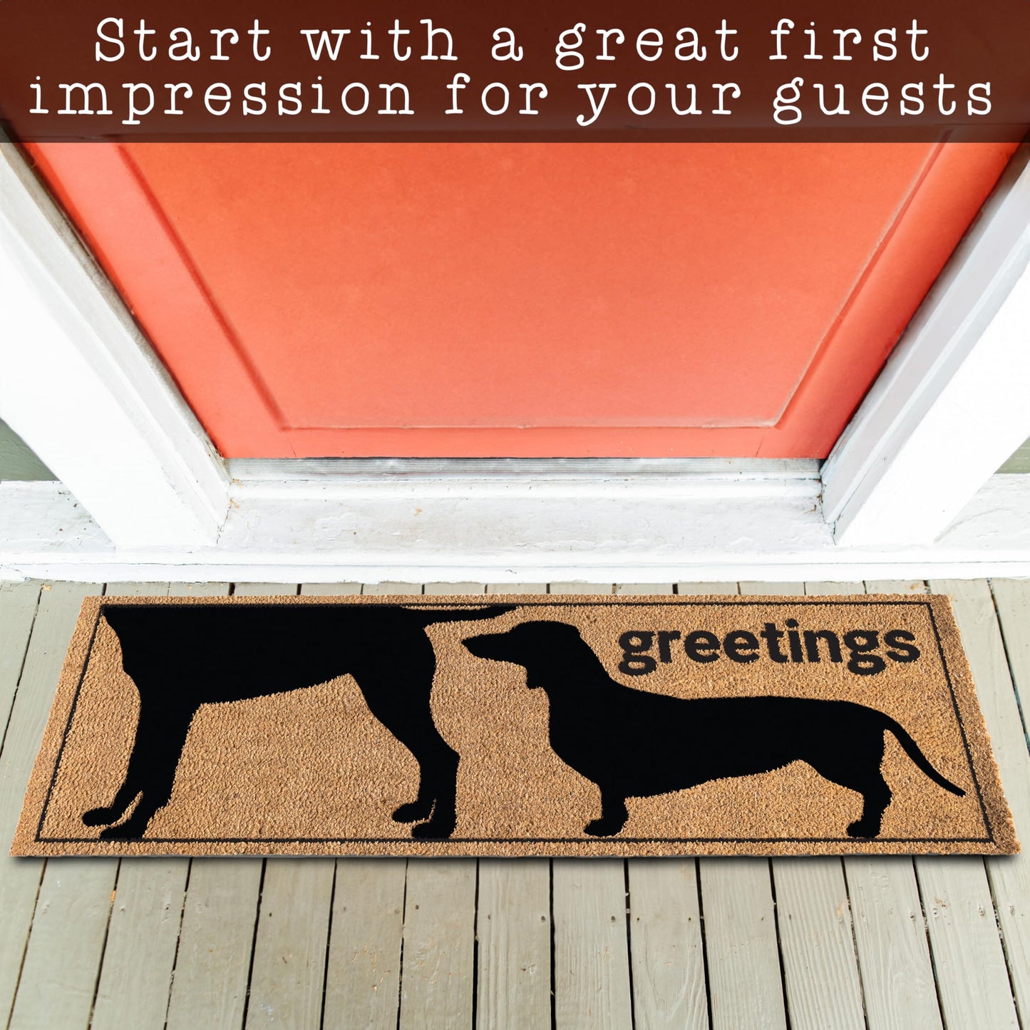Dog Greetings Coir Doormat Outdoor 30"x17" or 50"x15"