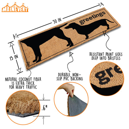 Dog Greetings Coir Doormat Outdoor 30"x17" or 50"x15"