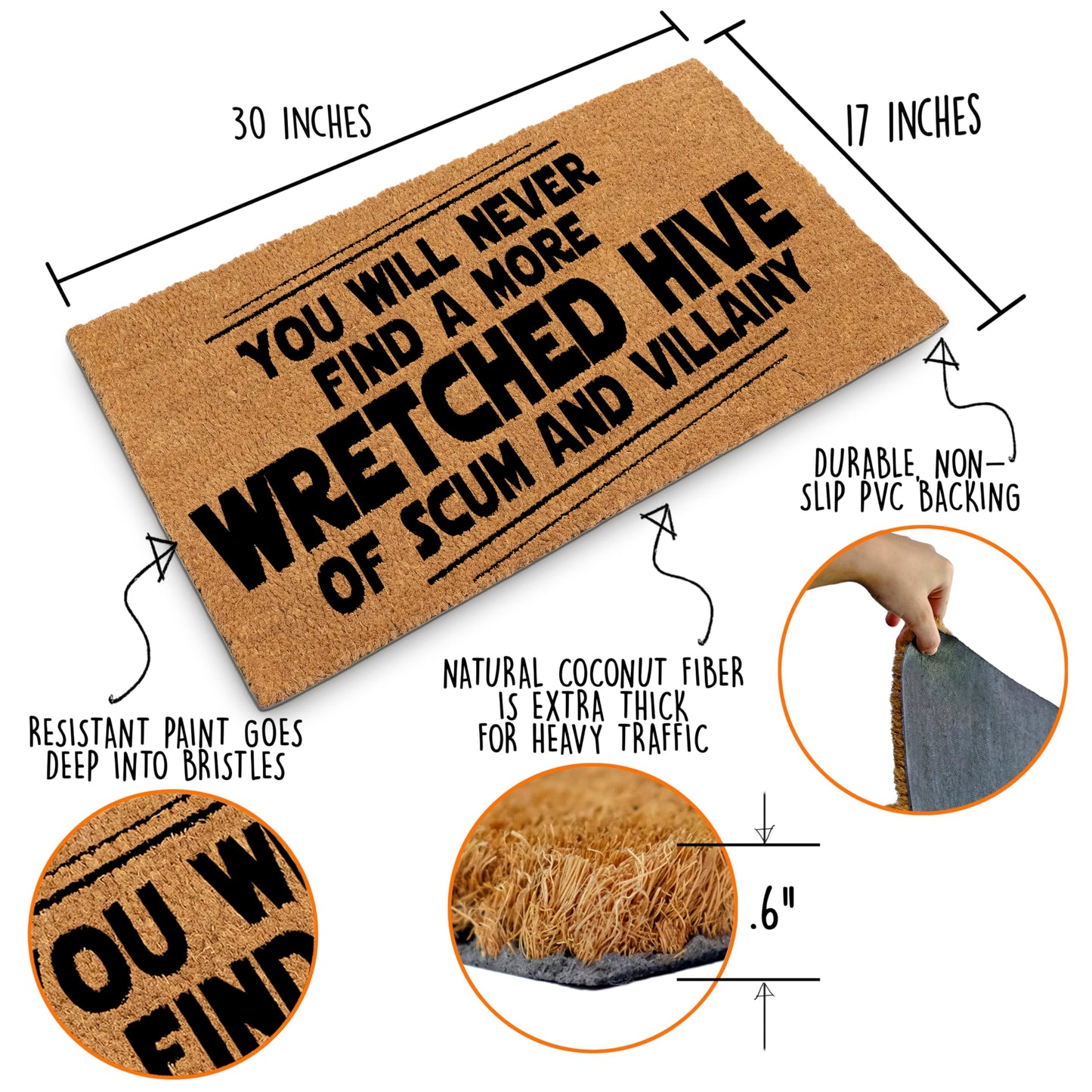 You Will Never Find A More Wretched Hive Of Scum And Villainy Door Mat Starwars 30x17 Inch